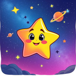 Create a cartoon-style character of a star that lives in outer space