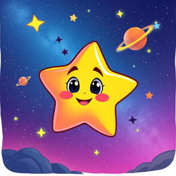 Create a cartoon-style character of a star that lives in outer space