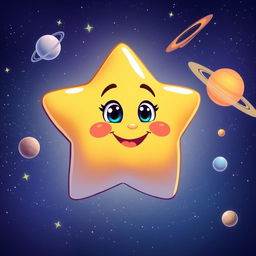 Create a cartoon-style character of a star that lives in outer space