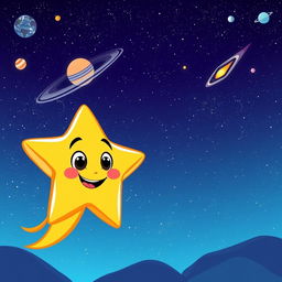 Create a cartoon-style character of a star that lives in outer space