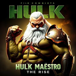 Create a promotional poster for the film titled 'Hulk Maestro: The Rise'