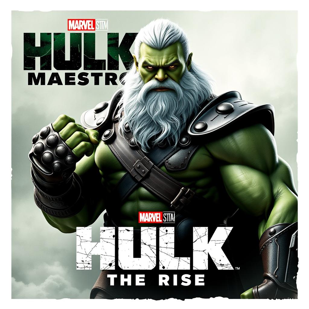 Create a promotional poster for the Marvel film titled 'Hulk Maestro: The Rise'