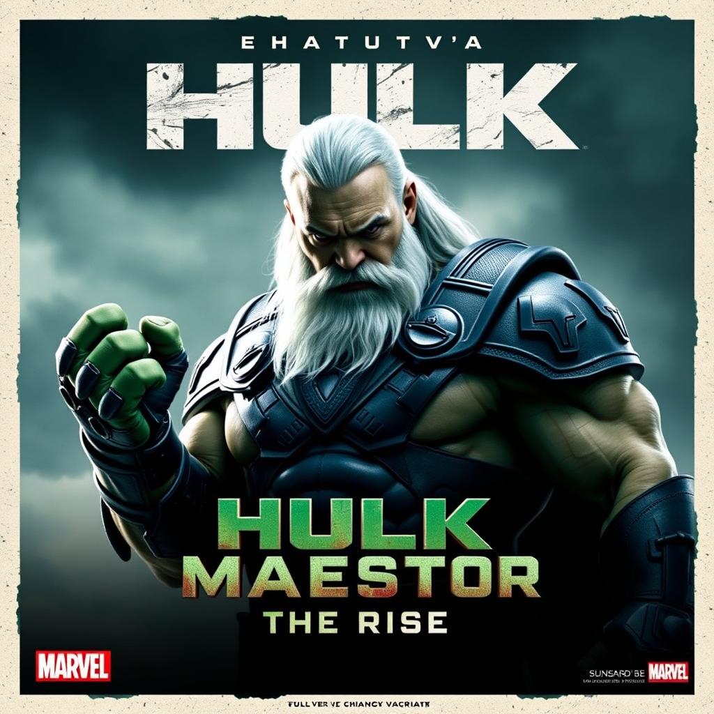 Create a promotional poster for the Marvel film titled 'Hulk Maestro: The Rise'