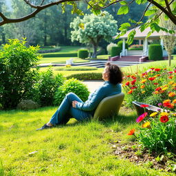 A serene scene of someone sitting in nature
