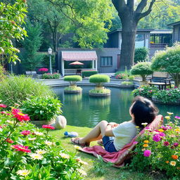 A serene scene of someone sitting in nature