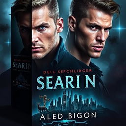 A captivating book cover for a gay romance novel set in a dark fantasy/scifi/dystopian world