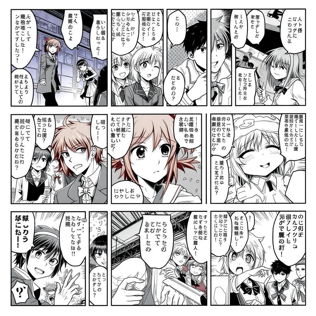 A collection of manga panels, each telling a part of a captivating story