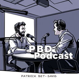 Create an image depicting a scene from the PBD Podcast