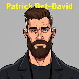 Create an image of Patrick Bet-David depicted in the style of a Wojak Chad meme