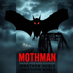 Create a dark, eerie book cover for "Mothman: Shadow Over Point Pleasant