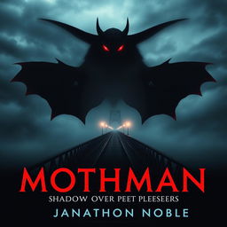 Create a dark, eerie book cover for "Mothman: Shadow Over Point Pleasant