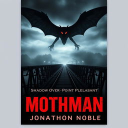 Create a dark, eerie book cover for "Mothman: Shadow Over Point Pleasant