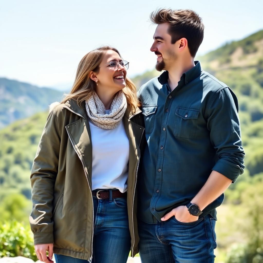 A man and a woman standing and looking at each other