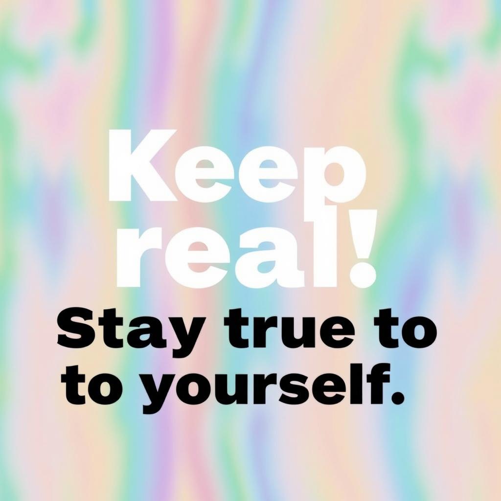 A vibrant and motivational image featuring the text 'Keep it real! Stay true to yourself'