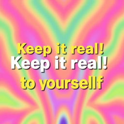 A vibrant and motivational image featuring the text 'Keep it real! Stay true to yourself'