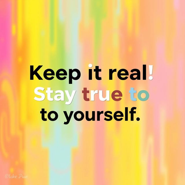 A vibrant and motivational image featuring the text 'Keep it real! Stay true to yourself'