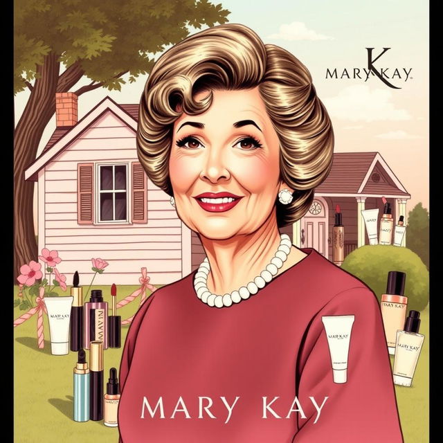 A detailed illustration of Mary Kay Ash and her journey in founding Mary Kay Inc