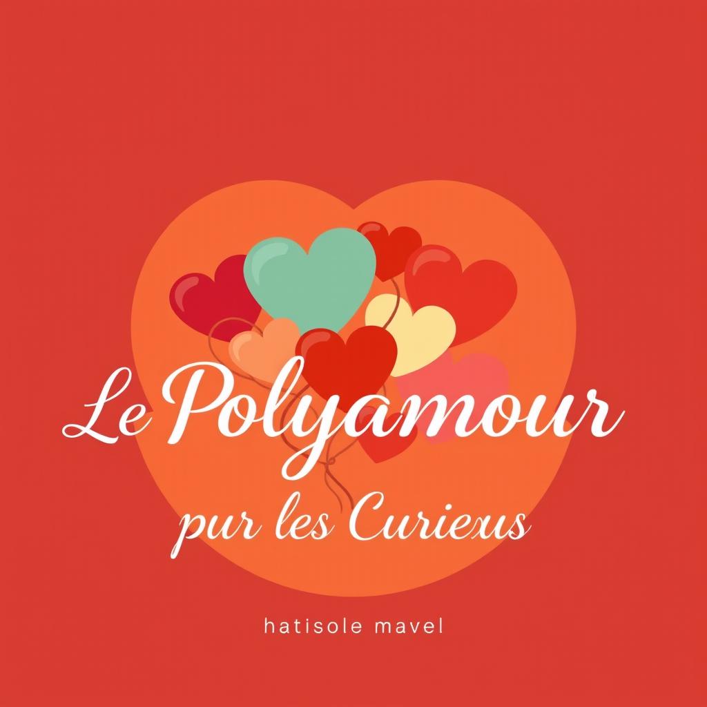 Create a modern and colorful illustration featuring a polygon or network of interconnected hearts, symbolizing various relationships in a polyamorous configuration