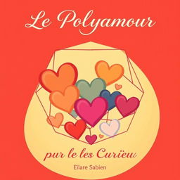 Create a modern and colorful illustration featuring a polygon or network of interconnected hearts, symbolizing various relationships in a polyamorous configuration