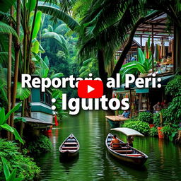 Create a vibrant and engaging thumbnail for a video titled 'Reportaje al Perú: Iquitos'