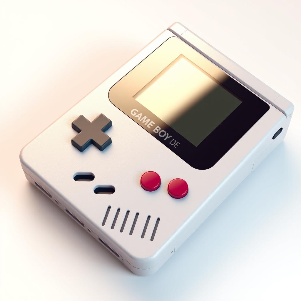 Create a detailed 3D rendering of a classic Game Boy