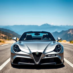 A high-resolution image of a sleek and stylish Alfa Romeo sports car, showcasing its elegant design and powerful build