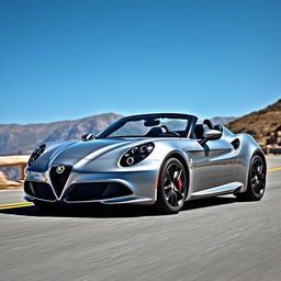 A high-resolution image of a sleek and stylish Alfa Romeo sports car, showcasing its elegant design and powerful build