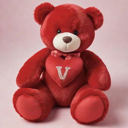 The charming Valentine's Day bear is now colored vibrant red. It still affectionately hugs the heart-embellished letter 'M'.