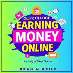 A vibrant and engaging book cover titled 'Your Guide to Earning Money Online: A Step-by-Step Guide'