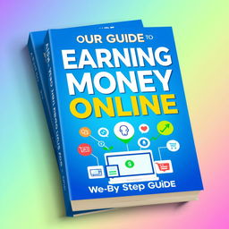 A vibrant and engaging book cover titled 'Your Guide to Earning Money Online: A Step-by-Step Guide'