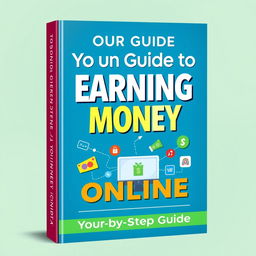 A vibrant and engaging book cover titled 'Your Guide to Earning Money Online: A Step-by-Step Guide'