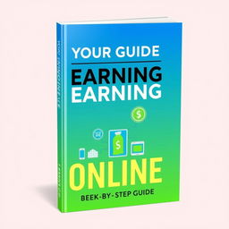 A dynamic and professional book cover titled 'Your Guide to Earning Money Online: A Step-by-Step Guide'