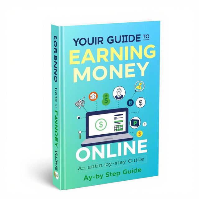 A captivating and professional book cover titled 'Your Guide to Earning Money Online: A Step-by-Step Guide'