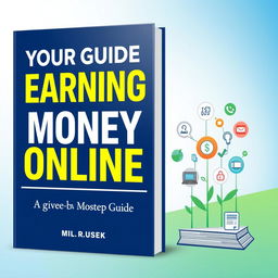 A captivating and professional book cover titled 'Your Guide to Earning Money Online: A Step-by-Step Guide'