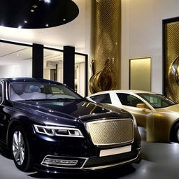 A depiction of opulence and extravagance, showcasing the essence of luxury with symbols such as high-end vehicles, designer clothing, expensive jewellery, and lavish properties.