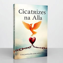 Create a book cover with the title 'Cicatrizes na Alma: Uma Jornada de Cura e Redenção'