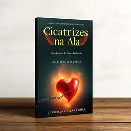 Create a book cover with the title 'Cicatrizes na Alma: Uma Jornada de Cura e Redenção'