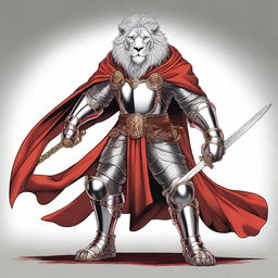 A detailed illustration of a tall anthropomorphic lion fighter