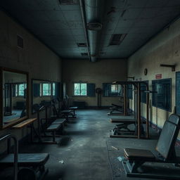 A detailed image of an abandoned gym