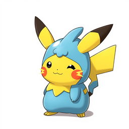 A creative fusion of Pikachu and Mudkip, combining features of both Pokémon