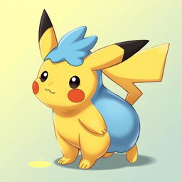 A creative fusion of Pikachu and Mudkip, combining features of both Pokémon