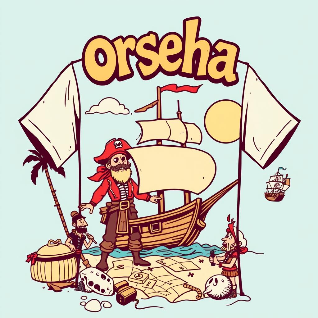 Create a class t-shirt design with a pirate comic theme