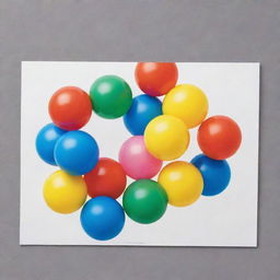 A cleverly designed postcard showcasing a playful depiction of petroleum interacting with colorful inflatable balls and wearing a trendy cap.