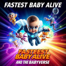 A dynamic movie poster for a film titled 'Fastest Baby Alive and the Babyverse'