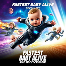 A dynamic movie poster for a film titled 'Fastest Baby Alive and the Babyverse'