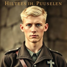 A book cover featuring a young German man, 17 years old, with blond hair and blue eyes