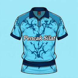 A stylish and luxurious short-sleeve sports shirt in sky blue color with an abstract pattern