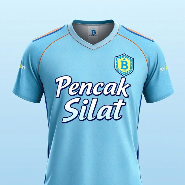 A sports jersey with the text 'Pencak Silat' written in a cool font