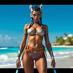 A 20-year-old Ashoka Tano from Star Wars wearing a bikini