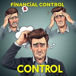 Show men with expressions and problems related to financial control